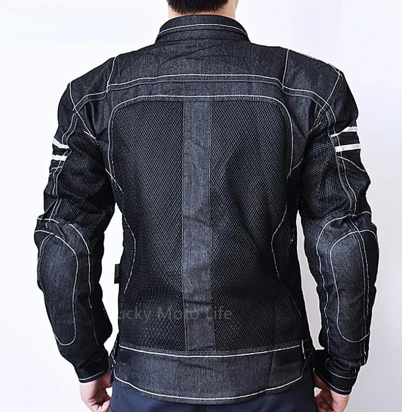 Breathable Denim Mesh Motorcycle Jacket