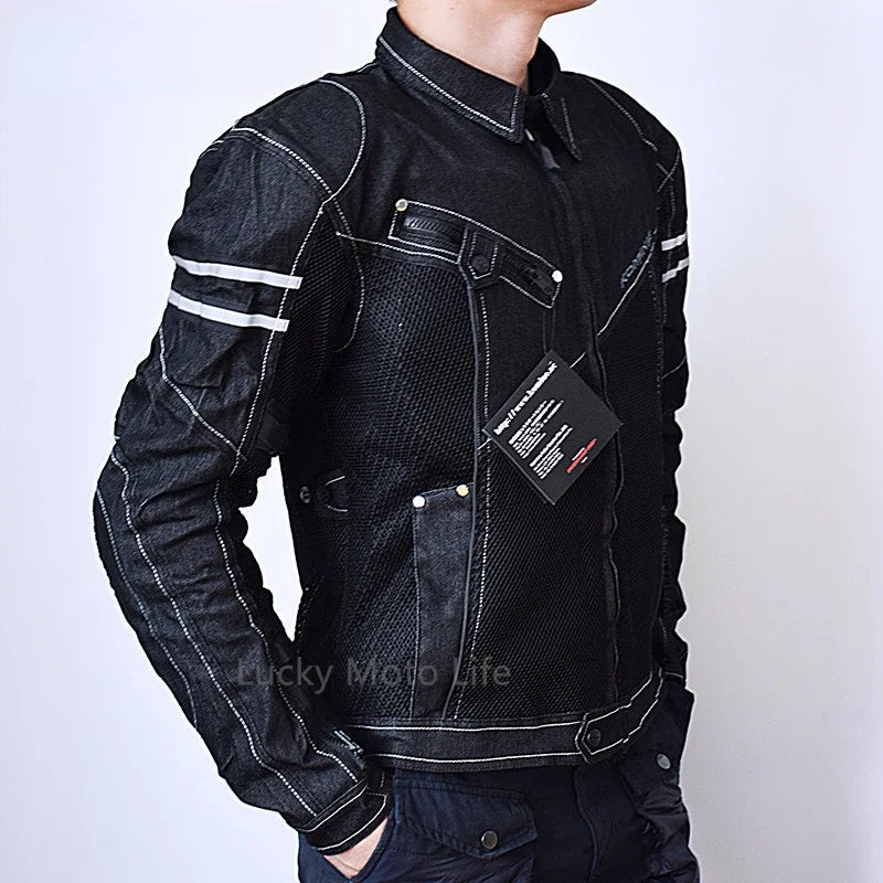 Breathable Denim Mesh Motorcycle Jacket