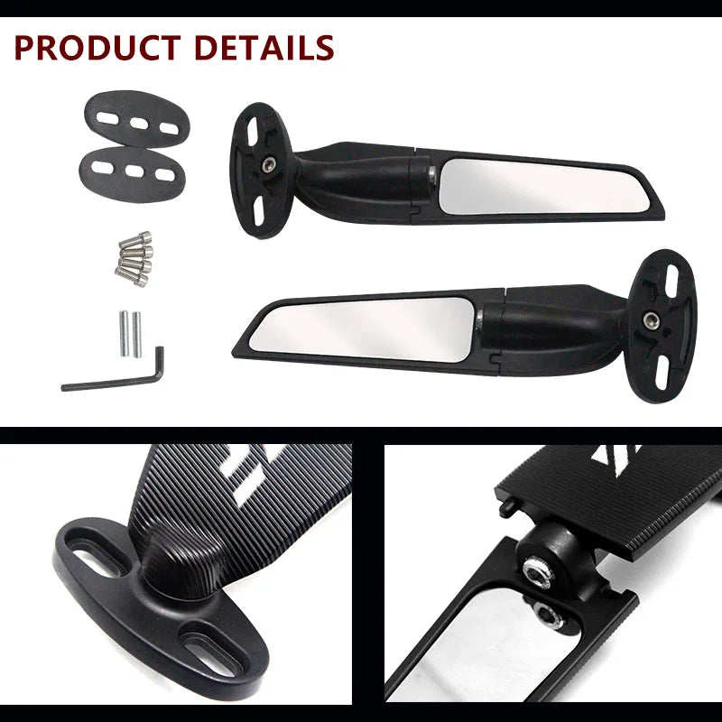 For Yamaha YZF R1 R3 R6 R6S R7 R15 R25 R1M R1S Motorcycle Modified Wind Wing Adjustable Rotating Rear View Mirror Rear Mirr