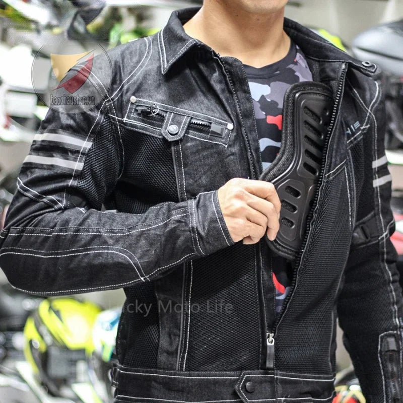 Breathable Denim Mesh Motorcycle Jacket