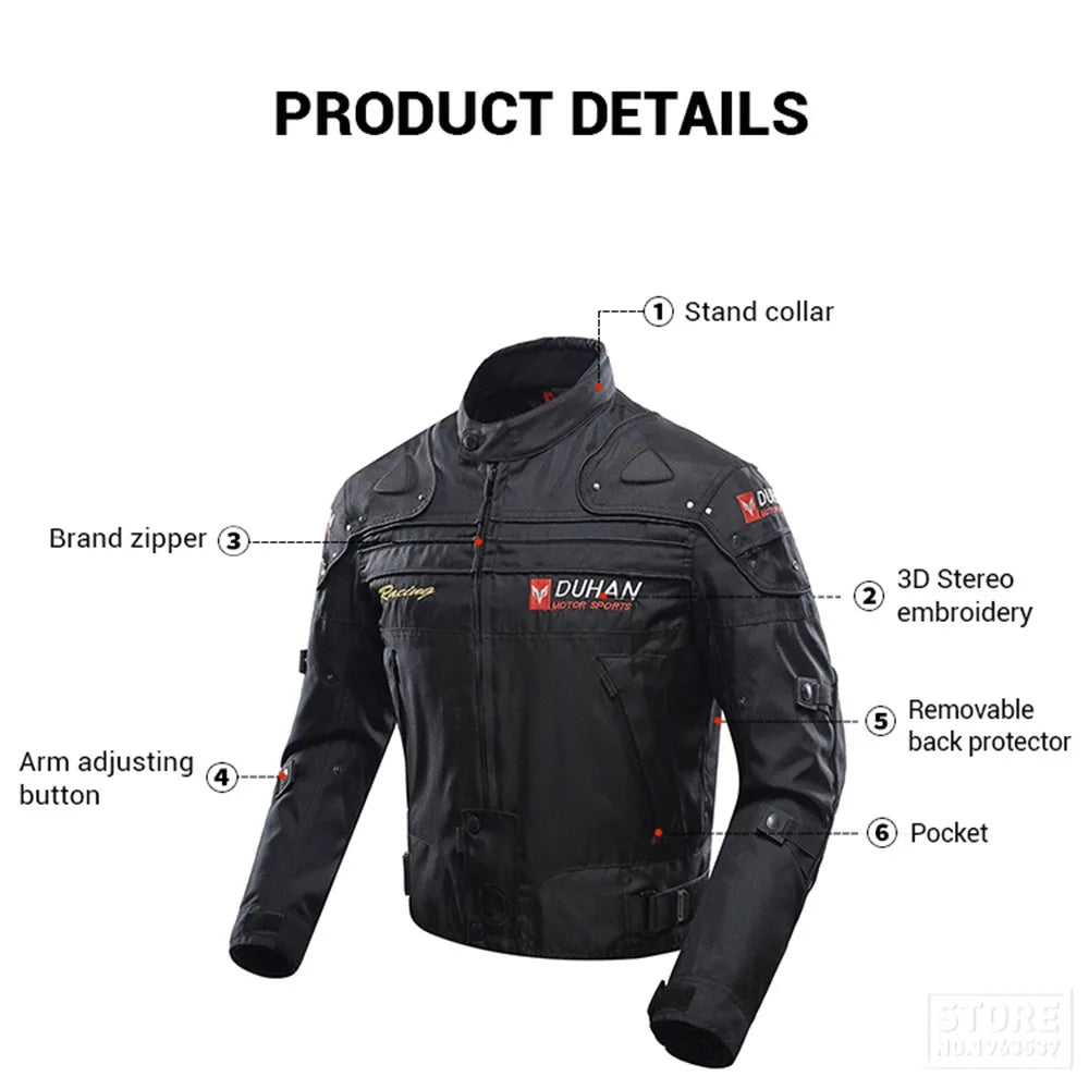 DUHAN Black Motorcycle Jacket+Motorcycle Pants