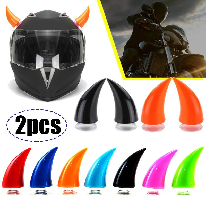 Multicolor Motorcycle Helmet Devil Horns