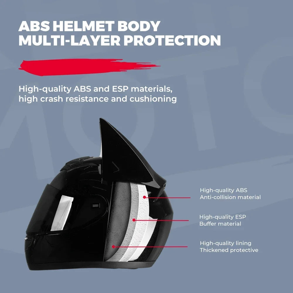 Motorcycle Helmet Full Face Bat Ears