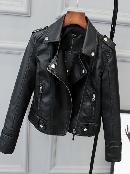 Women’s Motorcycle Leather Short Coat