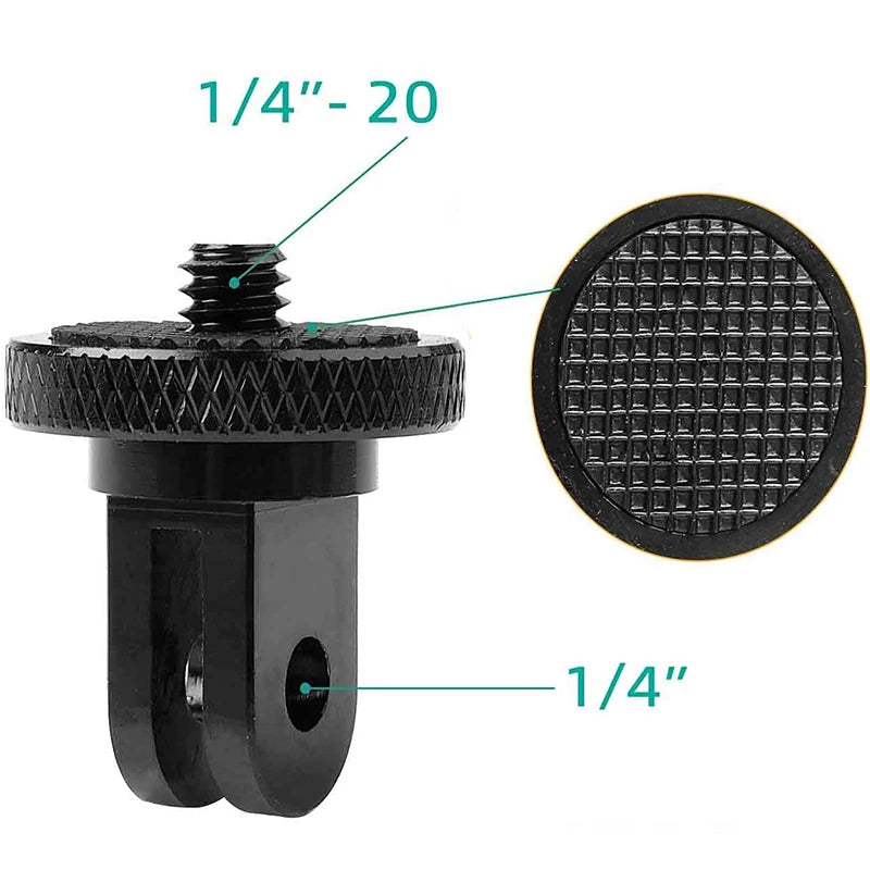 1/4 Inch Screw Tripod Adapter 360 Rotating Mount Holder For Go Pro 12 11 10 9 8 Insta-360 One X X2 X3 Camera Accessories