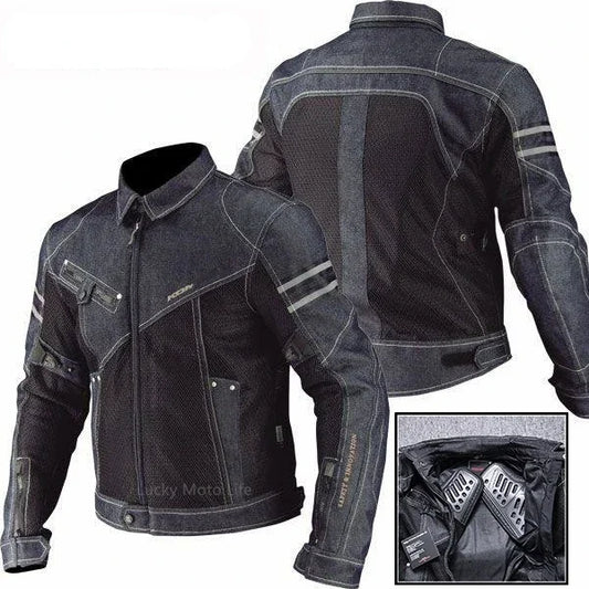 Breathable Denim Mesh Motorcycle Jacket