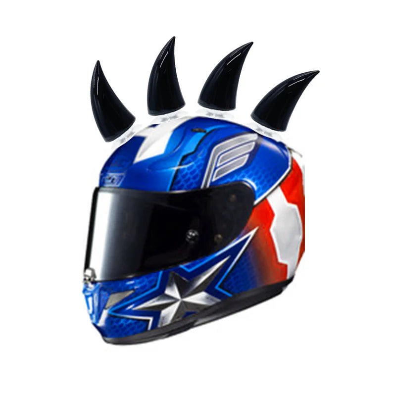 Multicolor Motorcycle Helmet Devil Horns