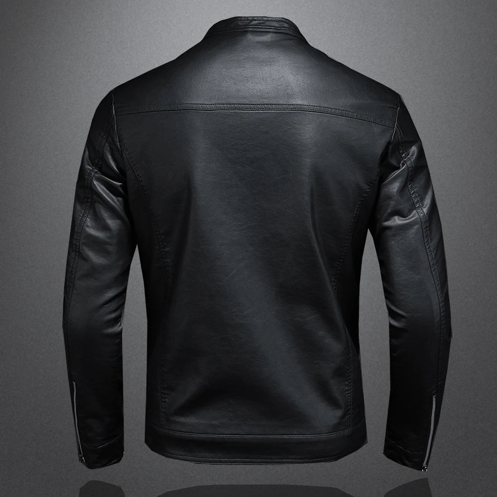 Mens Casual Leather Motorcycle Jacket