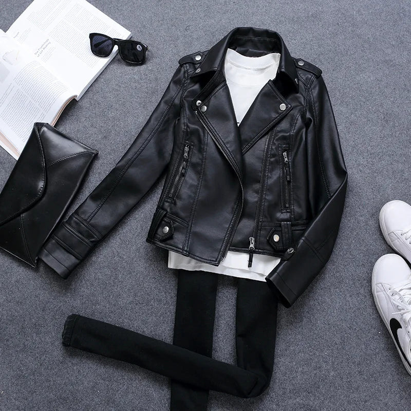 Women’s Motorcycle Leather Short Coat
