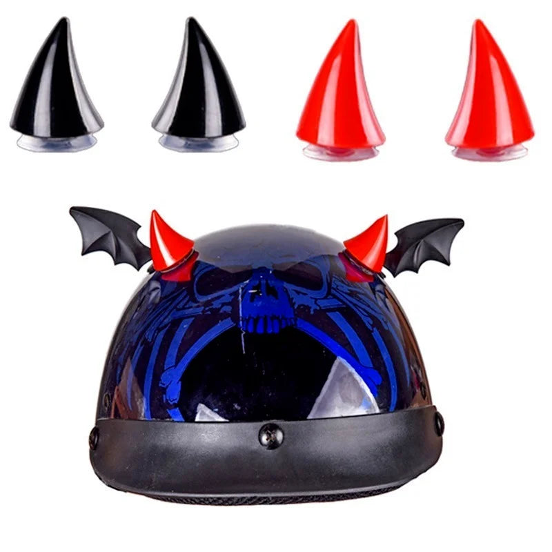 Multicolor Motorcycle Helmet Devil Horns