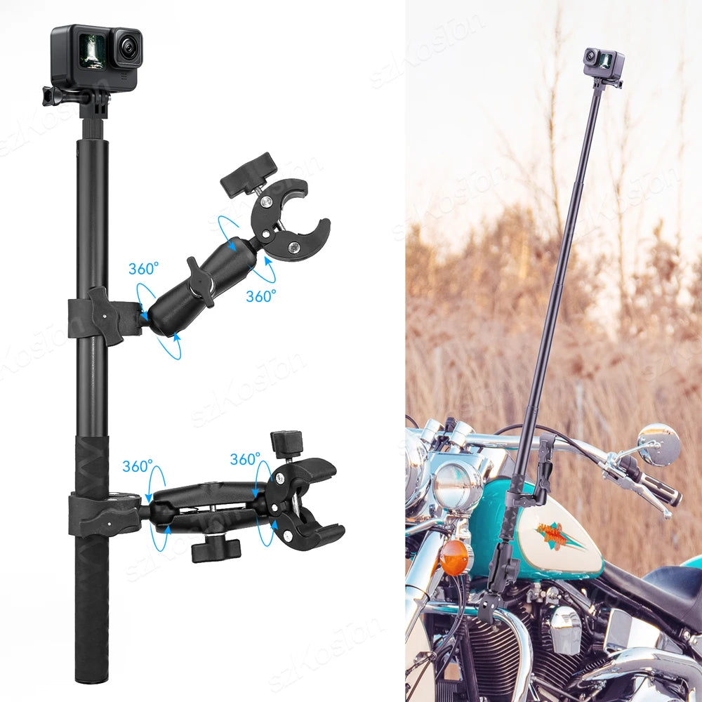 For Insta360 One X2,X3,X4 Motorcycle Bicycle Panoramic Selfie Stick Monopod Mount Handlebar Bracket For GoPro Hero 12 11 Accessory