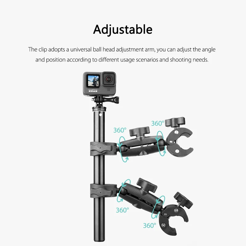 Motorcycle Bike Double Clip Bracket for Insta360 X3 One X2 GoPro Hero 11 Mini 10 9