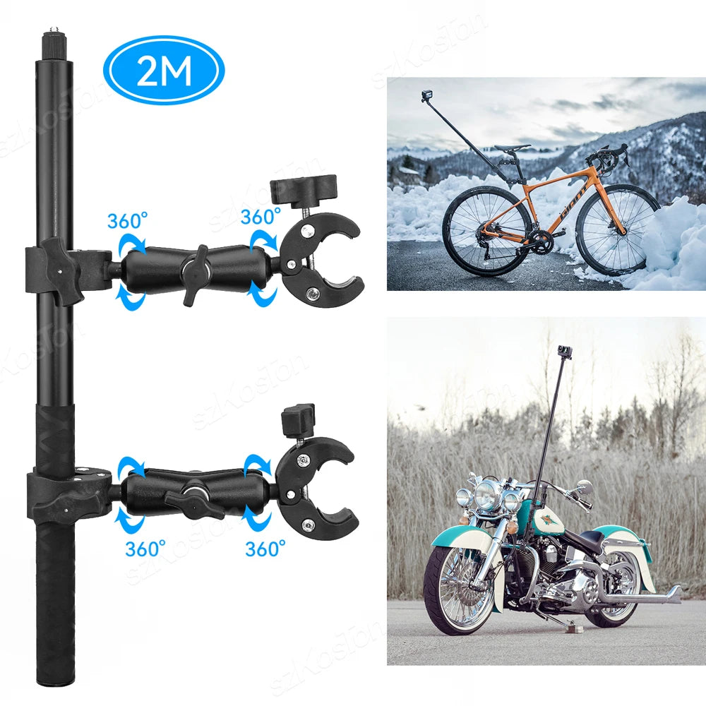 For Insta360 One X2,X3,X4 Motorcycle Bicycle Panoramic Selfie Stick Monopod Mount Handlebar Bracket For GoPro Hero 12 11 Accessory